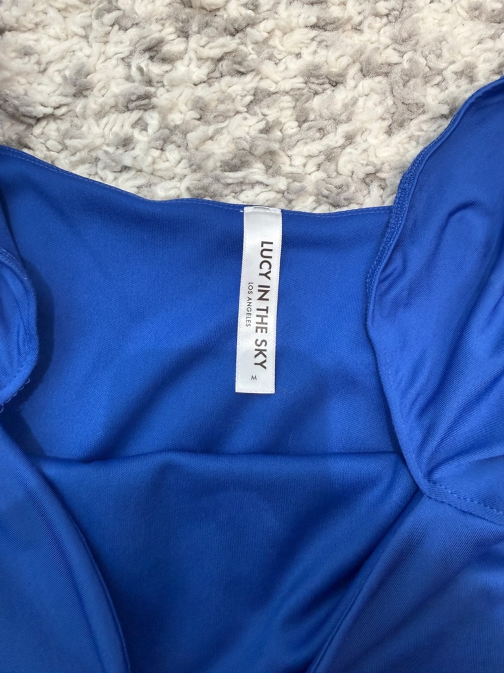 Lucy in the Sky Vibrant Blue Square Neck Mini Dress - Picture 3 of 4